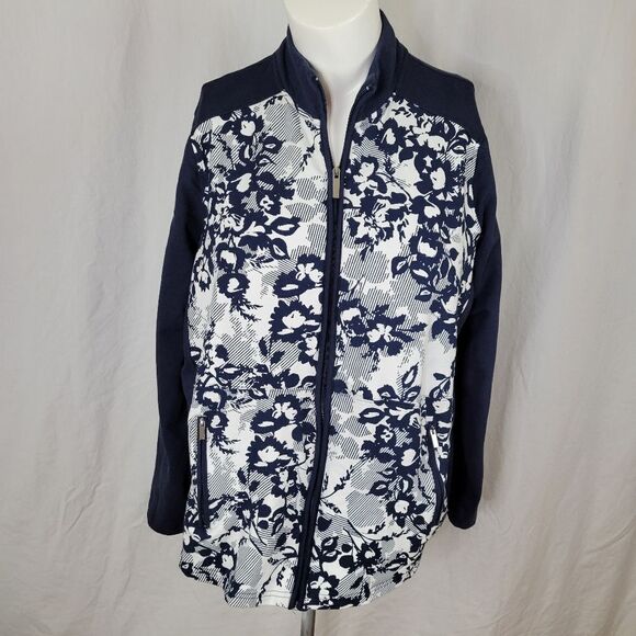 Laura Scott Woman Floral Print Front Panel Full Zip Jacket Size 2X - Picture 5 of 7